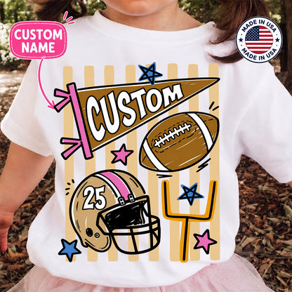 Personalized Custom Football T-Shirt for Kids, Custom Name & Number Youth Football Shirt