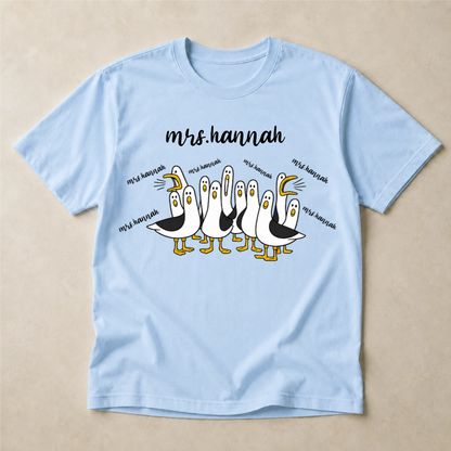 Personalized Teacher Shirt, Custom Mrs Name Tee, Funny Seagull Classroom Graphic, Back to School Gift for Women Educators and Teachers