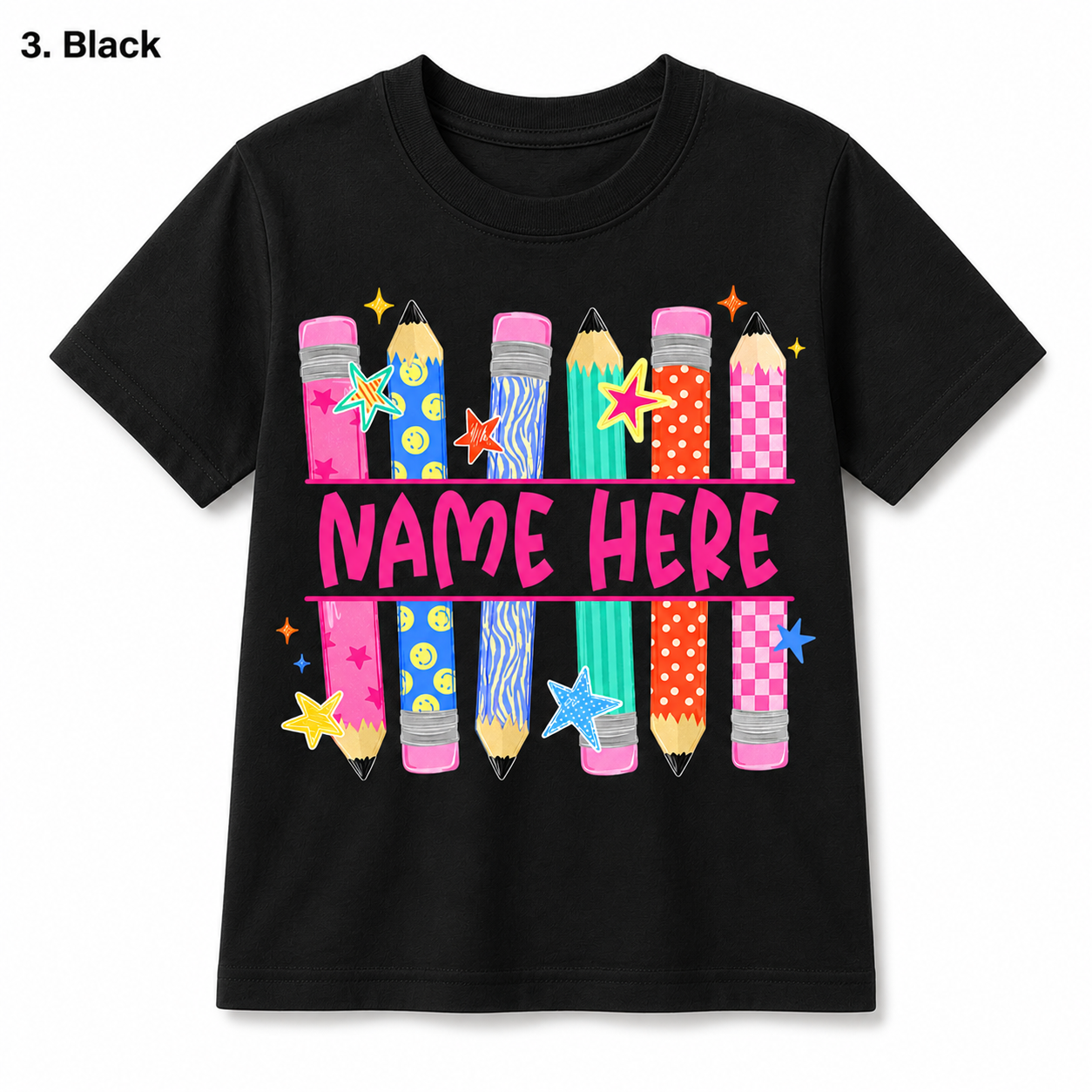 Personalized Back To School Pencil Kids T Shirt Custom Name Gift