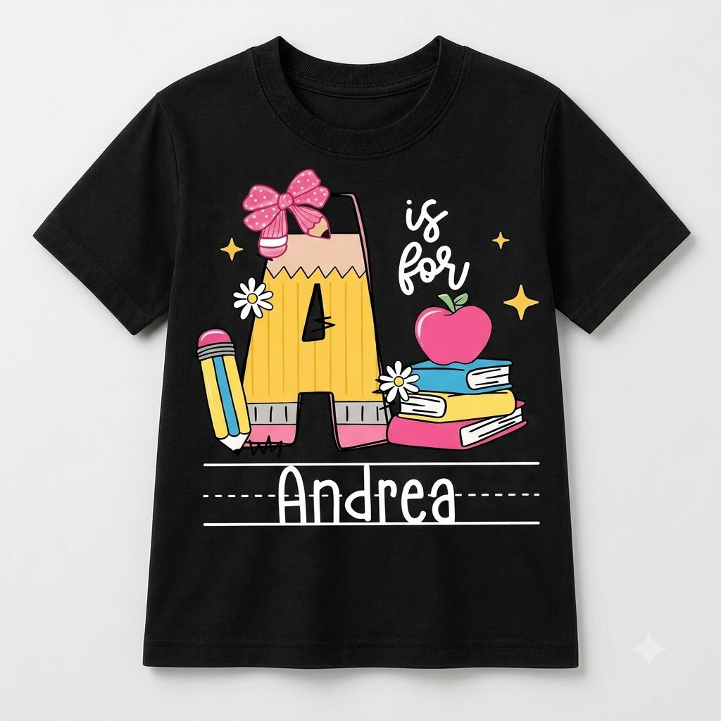Personalized Preschool Alphabet Shirt, Custom Name Back To School Tee