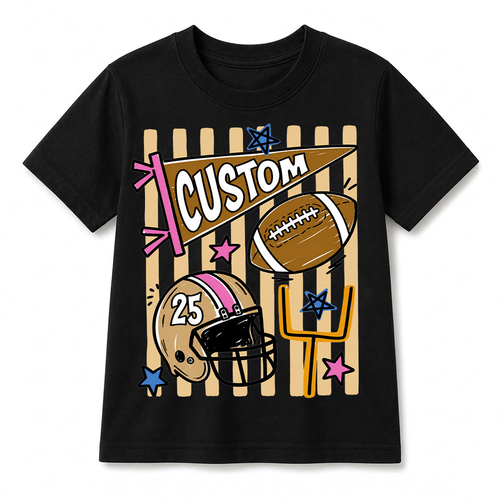 Personalized Custom Football T-Shirt for Kids, Custom Name & Number Youth Football Shirt