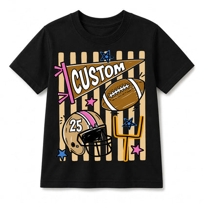 Personalized Custom Football T-Shirt for Kids, Custom Name & Number Youth Football Shirt