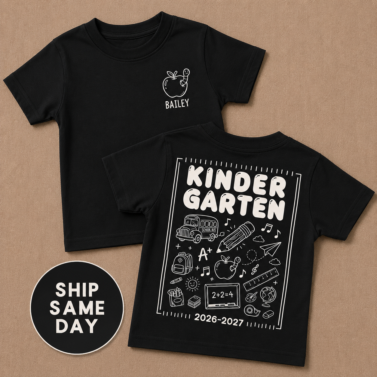 Personalized Kindergarten Shirt | First Day of School Tee for Kids