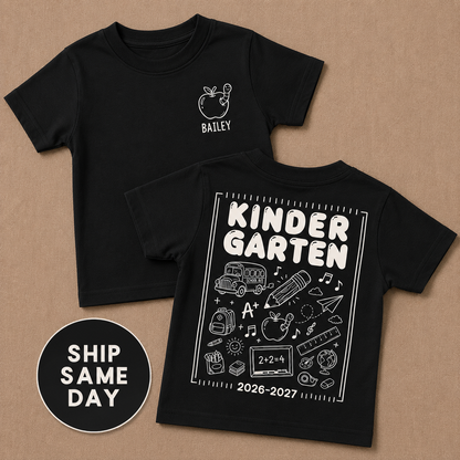 Personalized Kindergarten Shirt | First Day of School Tee for Kids