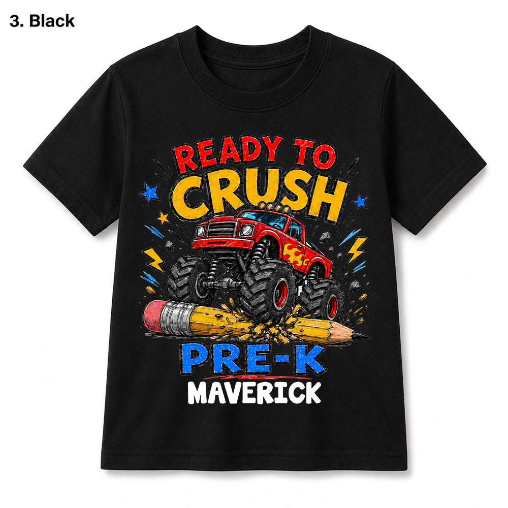 Ready To Crush Pre-K Monster Truck Shirt, Personalized Back To School Tee