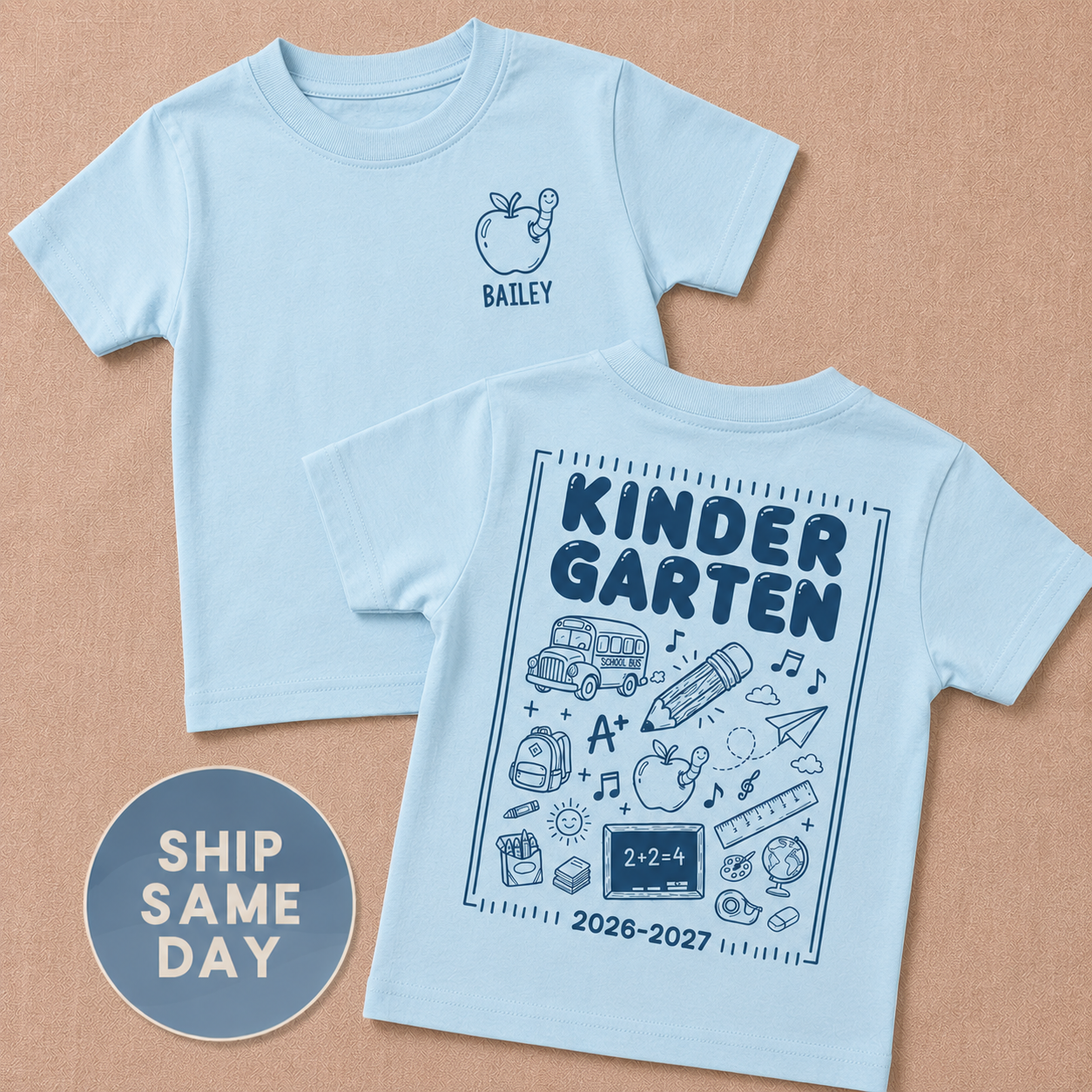 Personalized Kindergarten Shirt | First Day of School Tee for Kids