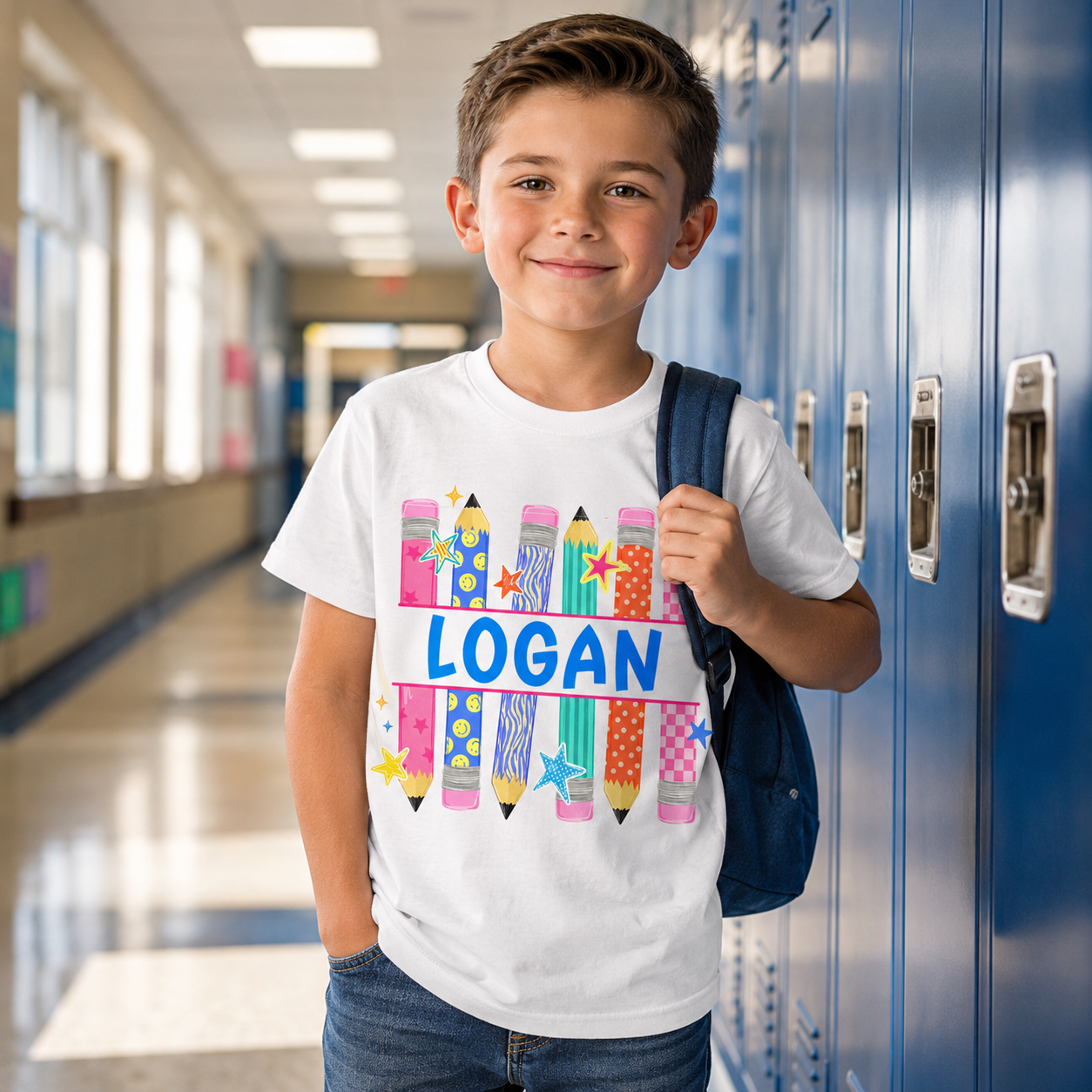 Personalized Back To School Pencil Kids T Shirt Custom Name Gift