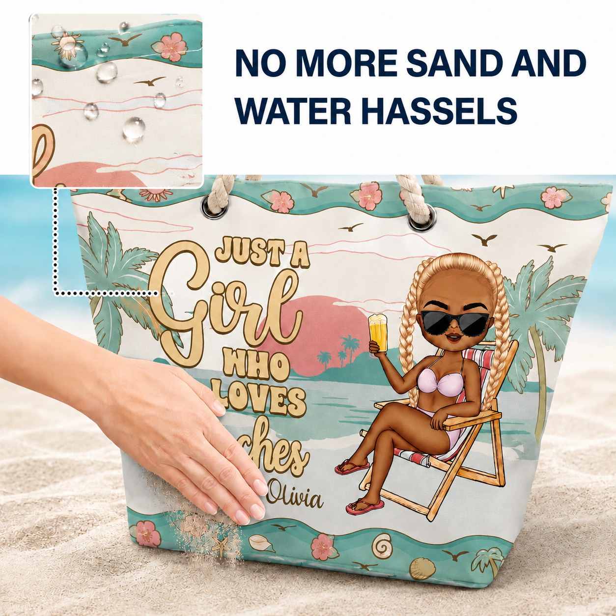 Just A Girl Who Loves Beaches - Personalized Beach Bag