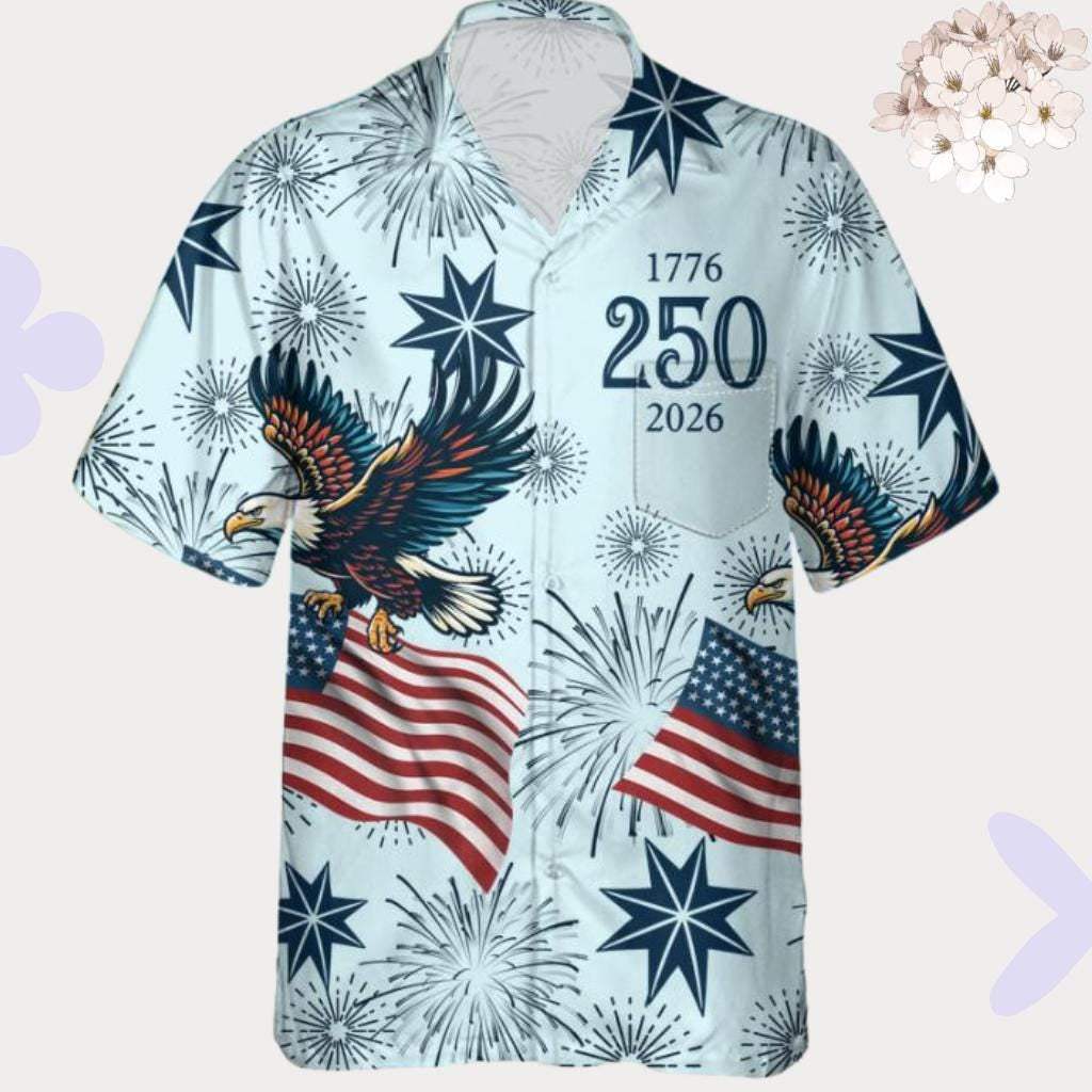 250 Years We The People Hawaiian Shirt, American Eagle Patriotic Aloha Shirt