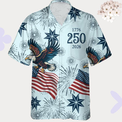250 Years We The People Hawaiian Shirt, American Eagle Patriotic Aloha Shirt