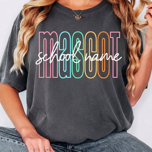 Personalized School Mascot Comfort Color Shirt – Custom School Name Back to School Teacher Tee