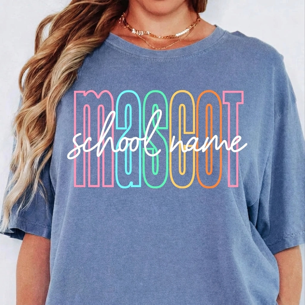 Personalized School Mascot Comfort Color Shirt – Custom School Name Back to School Teacher Tee