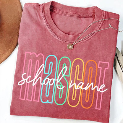 Personalized School Mascot Comfort Color Shirt – Custom School Name Back to School Teacher Tee