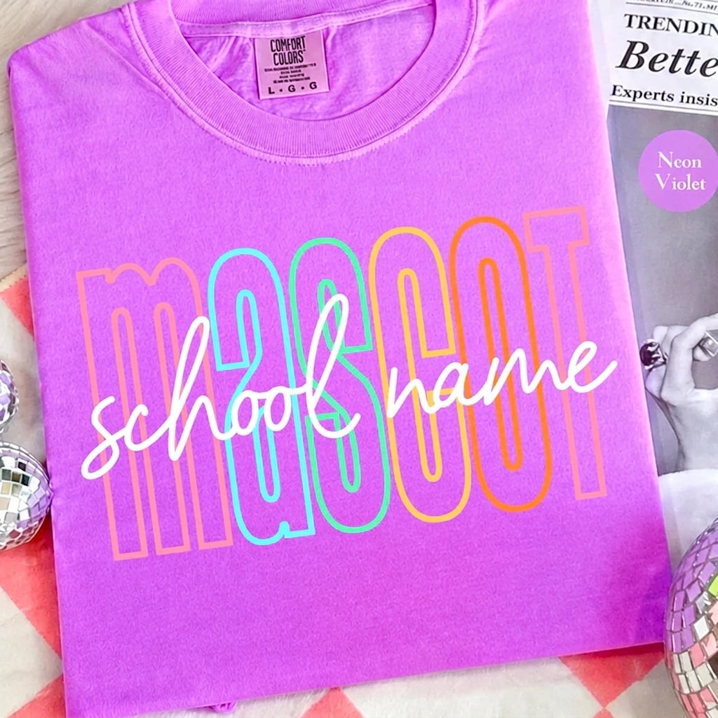 Personalized School Mascot Comfort Color Shirt – Custom School Name Back to School Teacher Tee