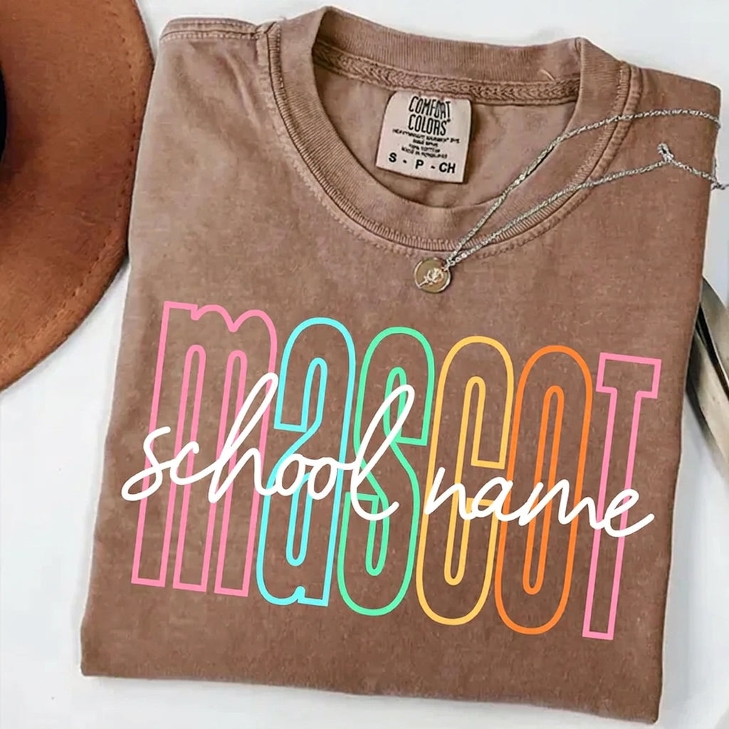 Personalized School Mascot Comfort Color Shirt – Custom School Name Back to School Teacher Tee
