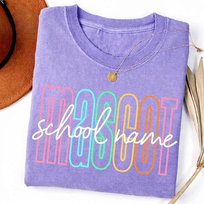 Personalized School Mascot Comfort Color Shirt – Custom School Name Back to School Teacher Tee