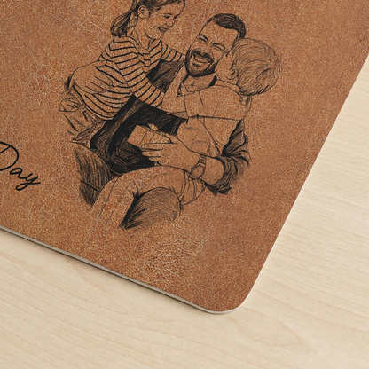 Personalized Desk Mat, Father's Day Gifts, We Love You Custom Photo Sketch Line Art Father's Day Gift For Husband, Dad