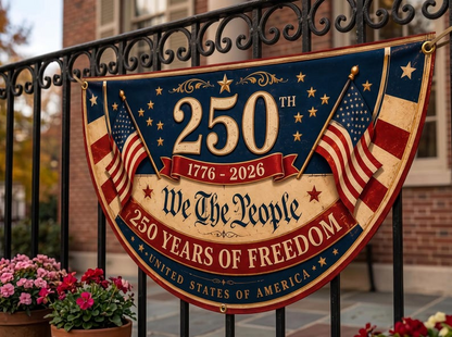 Personalized 250th Anniversary Bunting Flag, Custom 4th of July Family Name Patriotic Banner