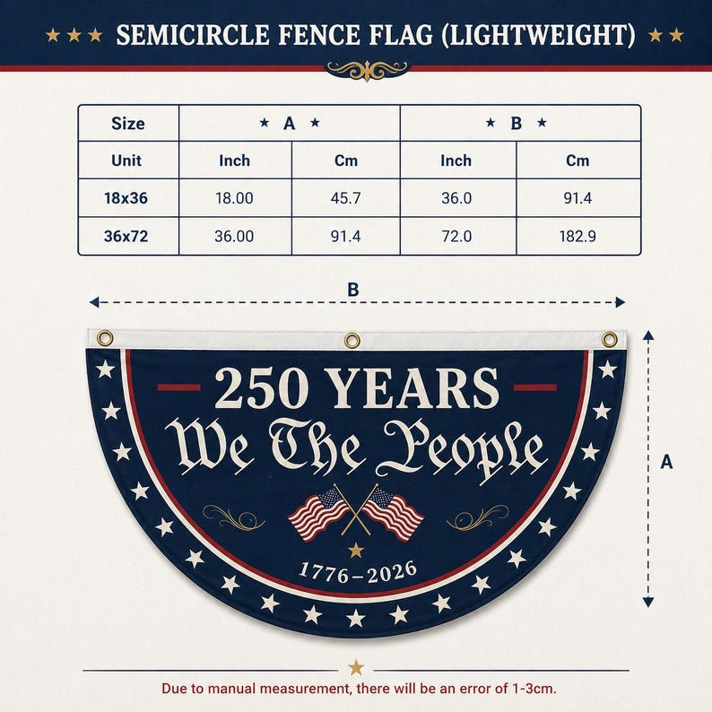 Personalized 250th Anniversary Bunting Flag, Custom 4th of July Family Name Patriotic Banner