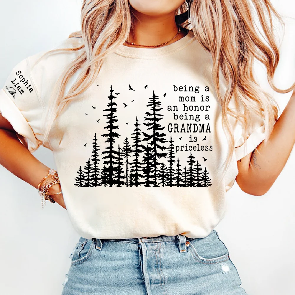 Personalized Grandma Comfort Color Shirt with Grandkids Names, Nature Lover Tee