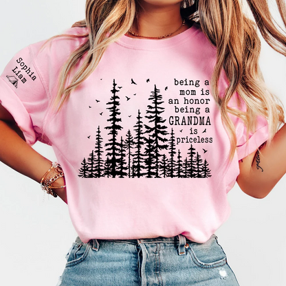 Personalized Grandma Comfort Color Shirt with Grandkids Names, Nature Lover Tee