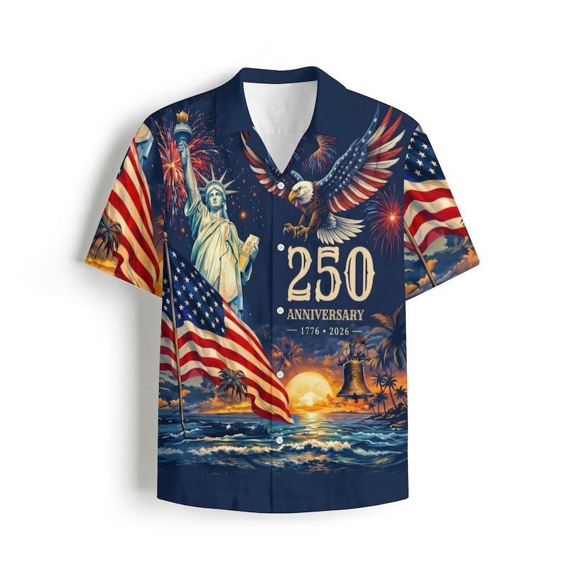 Hawaiian Shirt America's Freedom 250th Anniversary, 1776-2026 Patriotic Short Sleeve Vintage Shirt