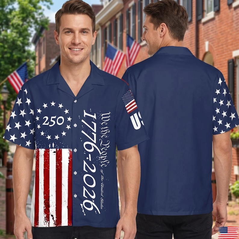 250 Years We The People Hawaiian Shirt 1776-2026, Patriotic USA Flag Baseball Jersey, 4th of July Gift