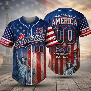 Personalized America Patriotic 250th Anniversary Baseball Jersey Shirt