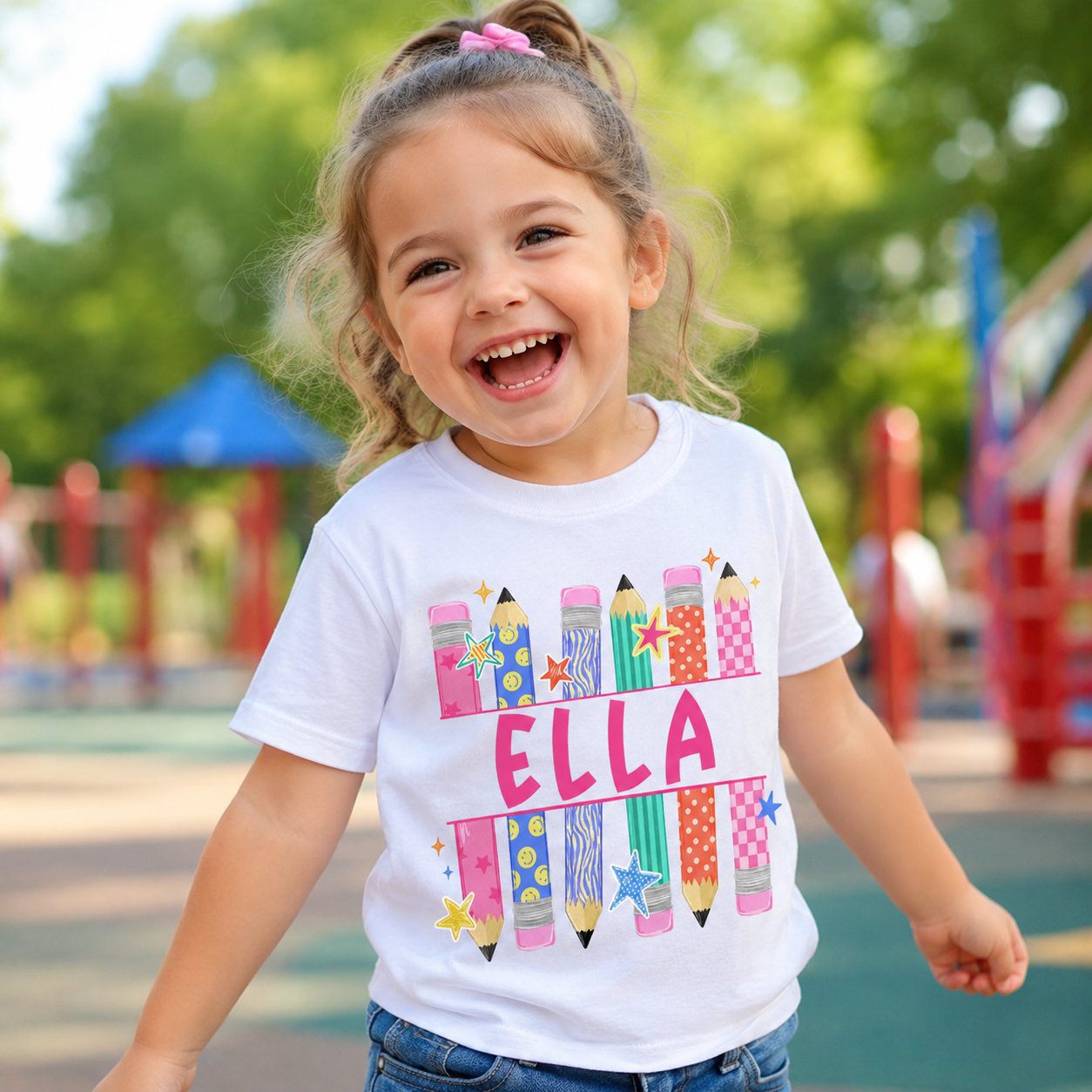 Personalized Back To School Pencil Kids T Shirt Custom Name Gift