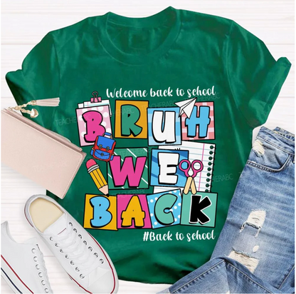 Welcome Back To School Bruh We Back Pencil Pink Dots Teacher T-shirt