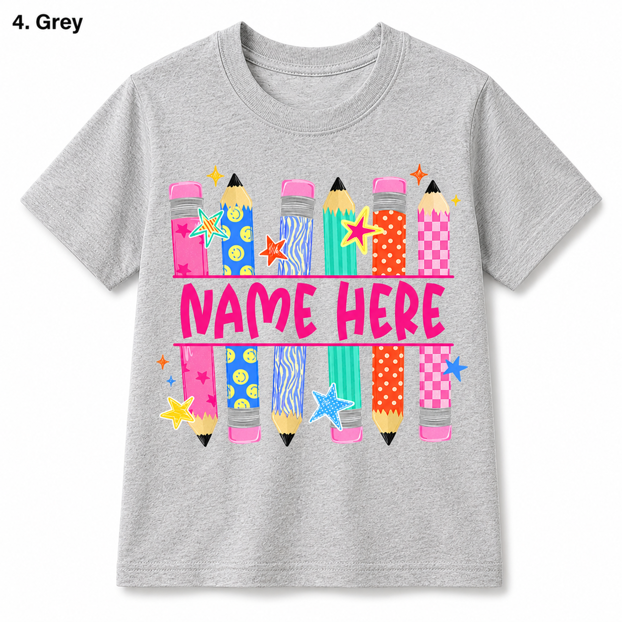 Personalized Back To School Pencil Kids T Shirt Custom Name Gift
