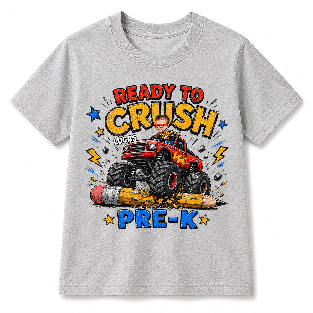 Back to School Personalized Monster Truck Shirt, Custom photo