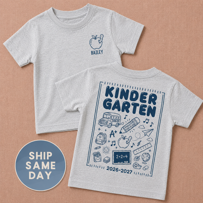 Personalized Kindergarten Shirt | First Day of School Tee for Kids