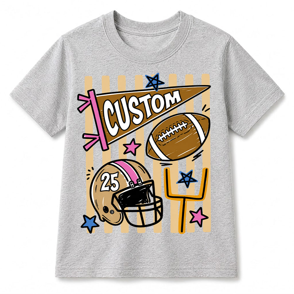 Personalized Custom Football T-Shirt for Kids, Custom Name & Number Youth Football Shirt