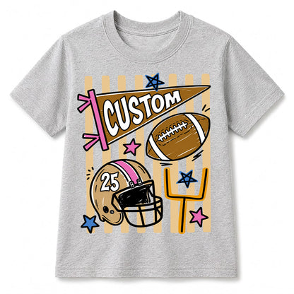 Personalized Custom Football T-Shirt for Kids, Custom Name & Number Youth Football Shirt