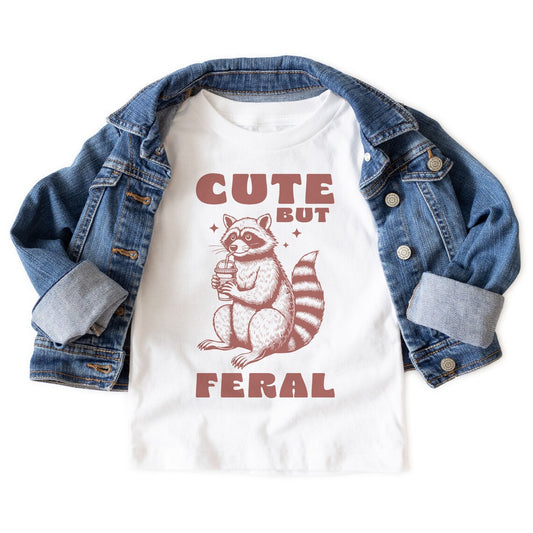 Kids Cute But Feral Raccoon Shirt