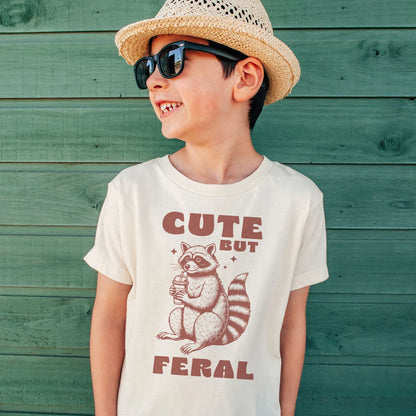 Kids Cute But Feral Raccoon Shirt