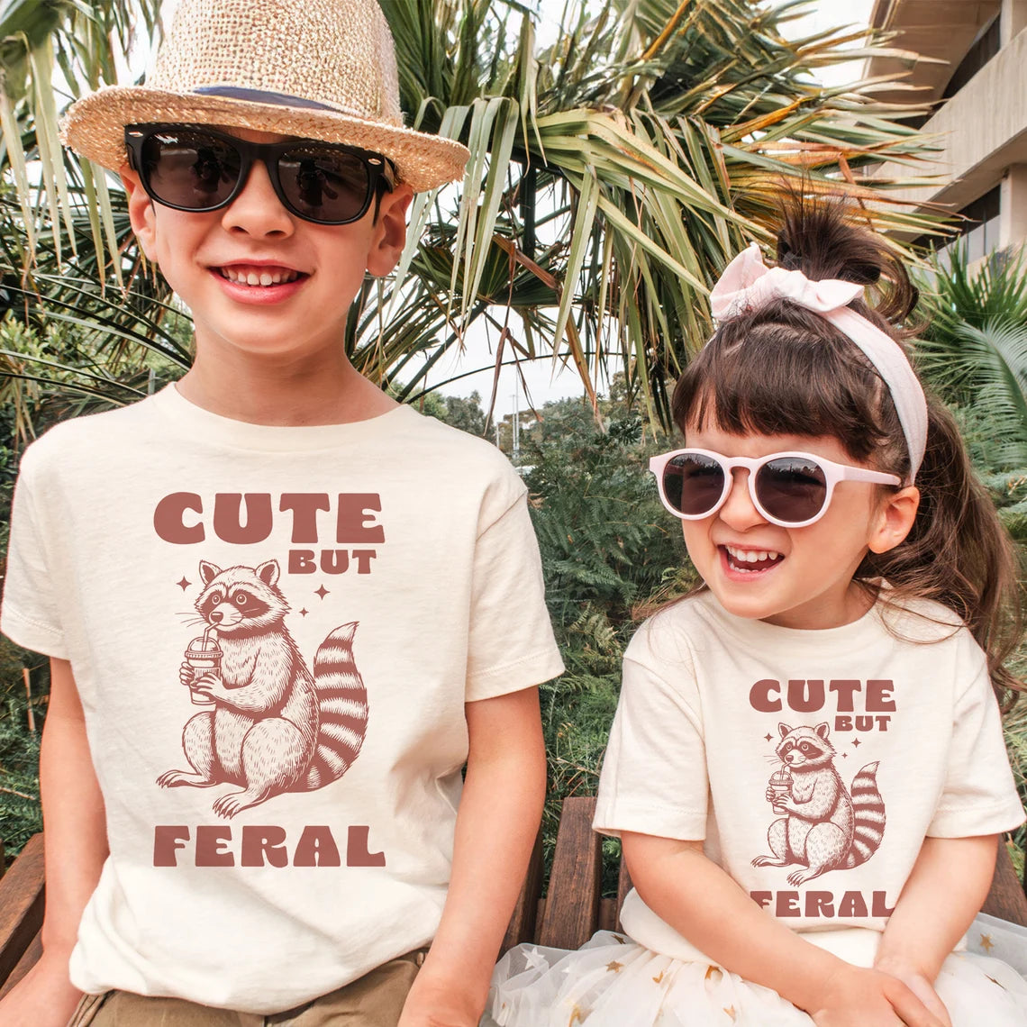 Kids Cute But Feral Raccoon Shirt