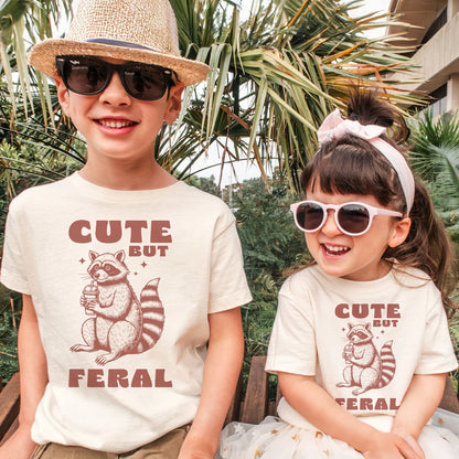 Kids Cute But Feral Raccoon Shirt