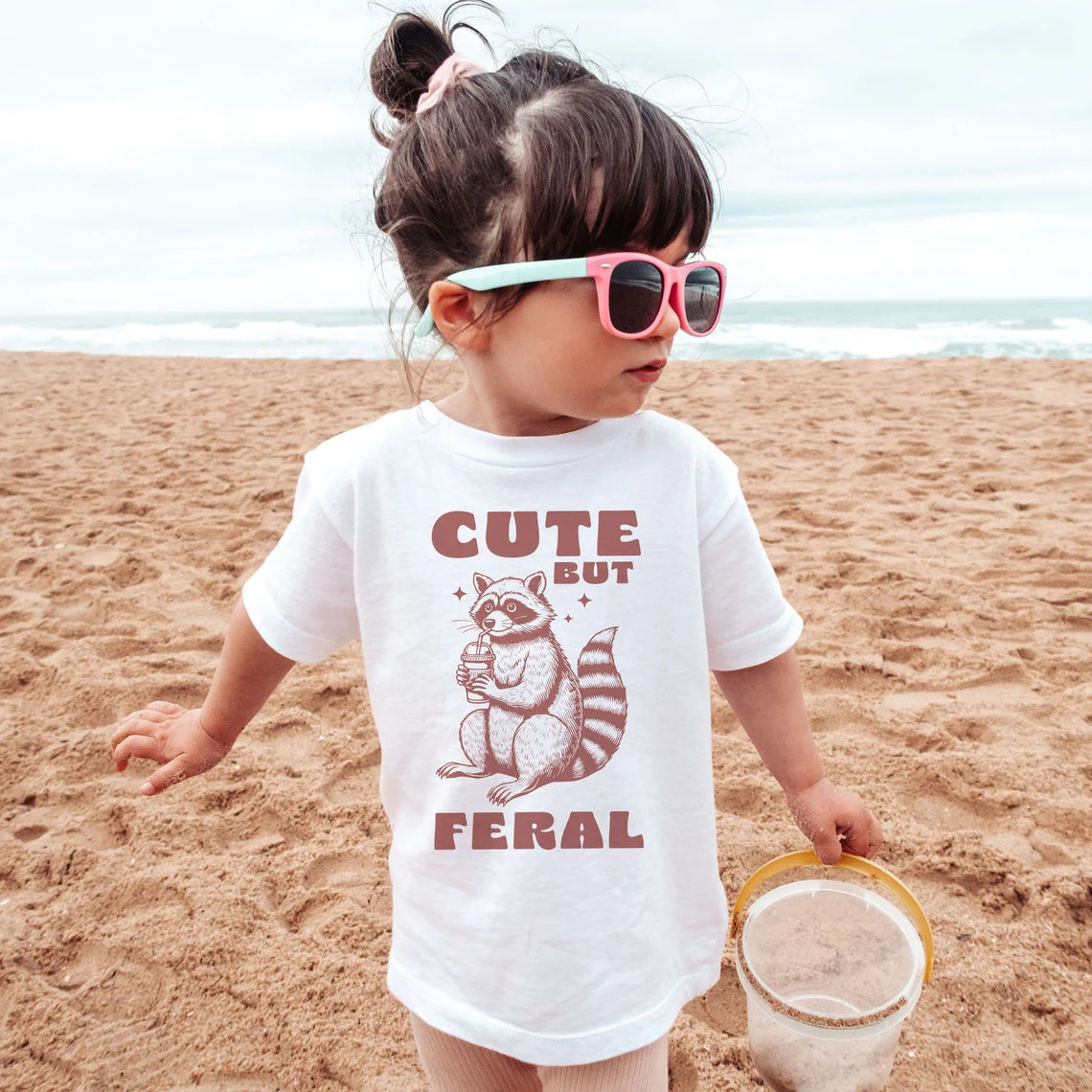 Kids Cute But Feral Raccoon Shirt