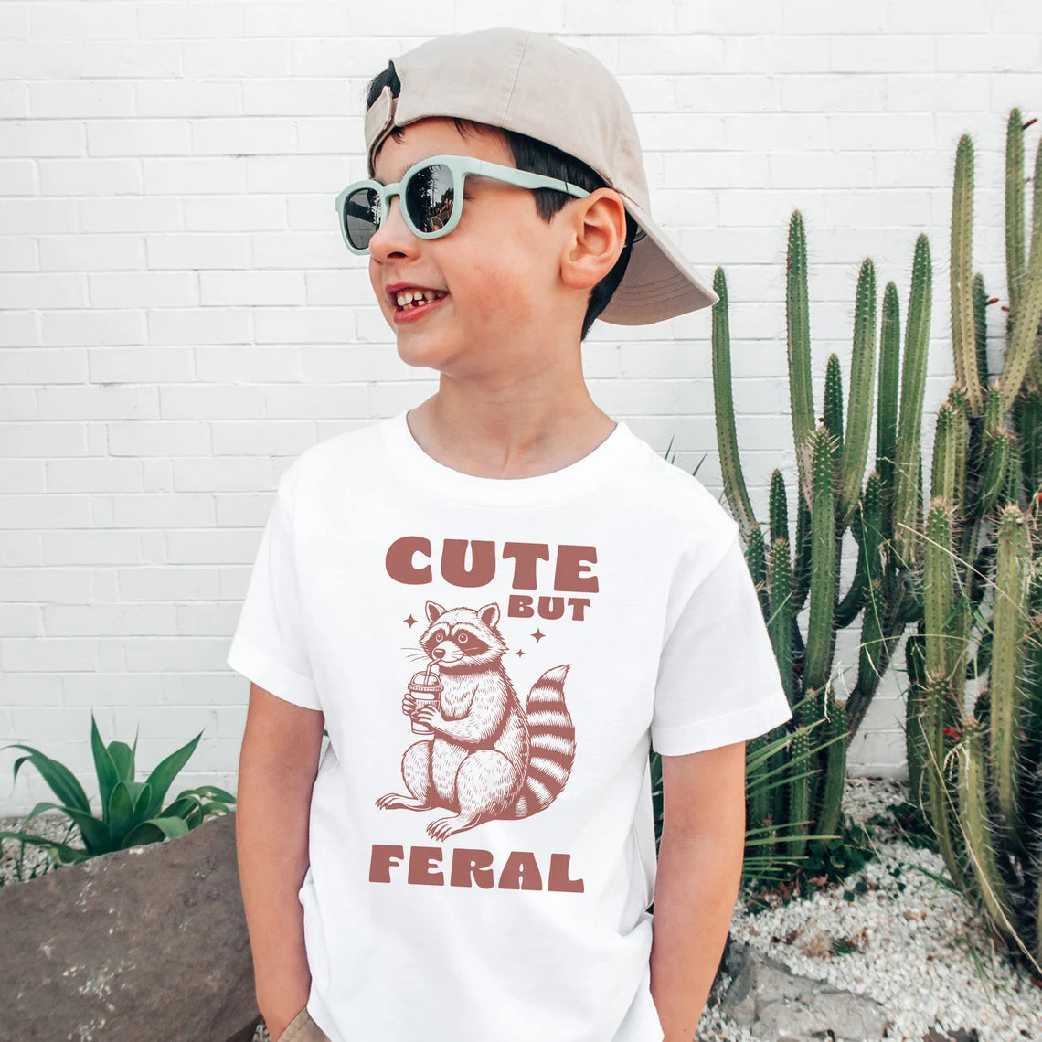 Kids Cute But Feral Raccoon Shirt