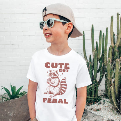 Kids Cute But Feral Raccoon Shirt