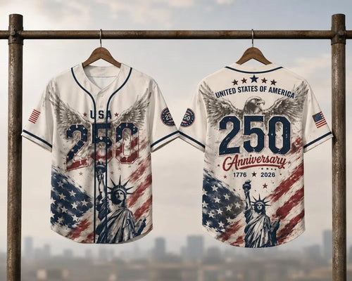 USA 250th Anniversary Patriotic Baseball Jersey - Statue of Liberty & Eagle 1776-2026