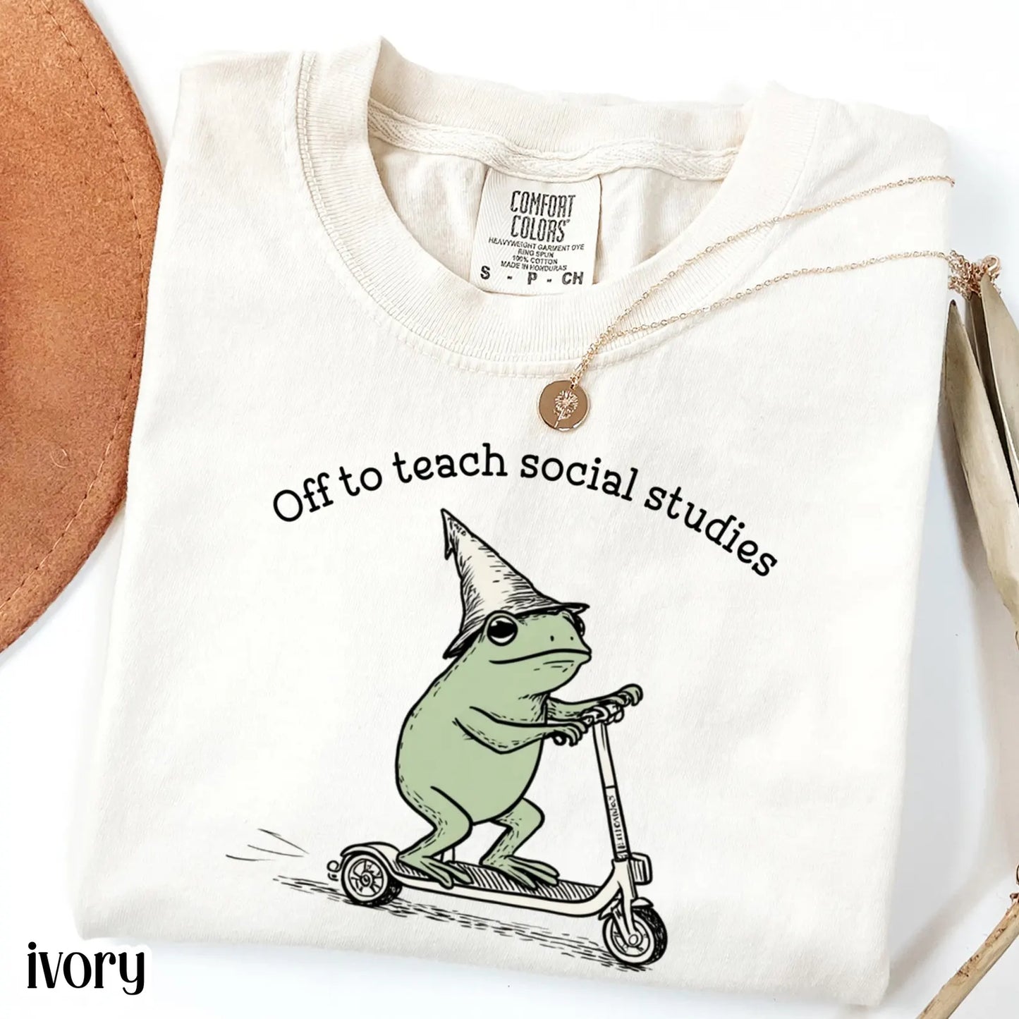 Funny Frog Off to Teach Social Studies T Shirt