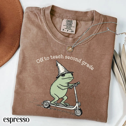 Funny Frog Off to Teach Second Grade T Shirt