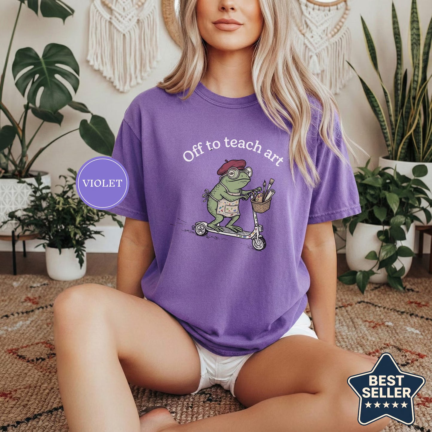 Funny Frog Off to Art T Shirt