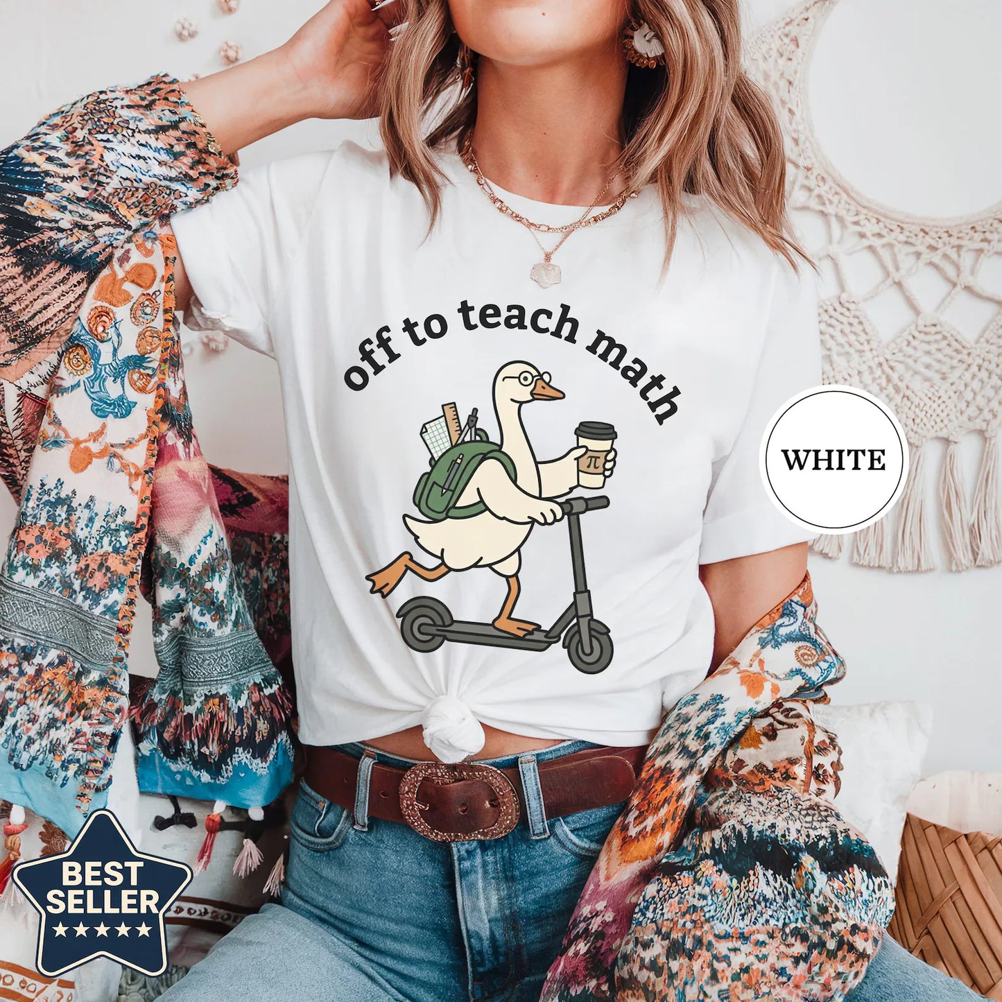 Off to Teach Math Shirt, Funny Math Goose Teacher Tee