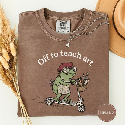 Funny Frog Off to Art T Shirt