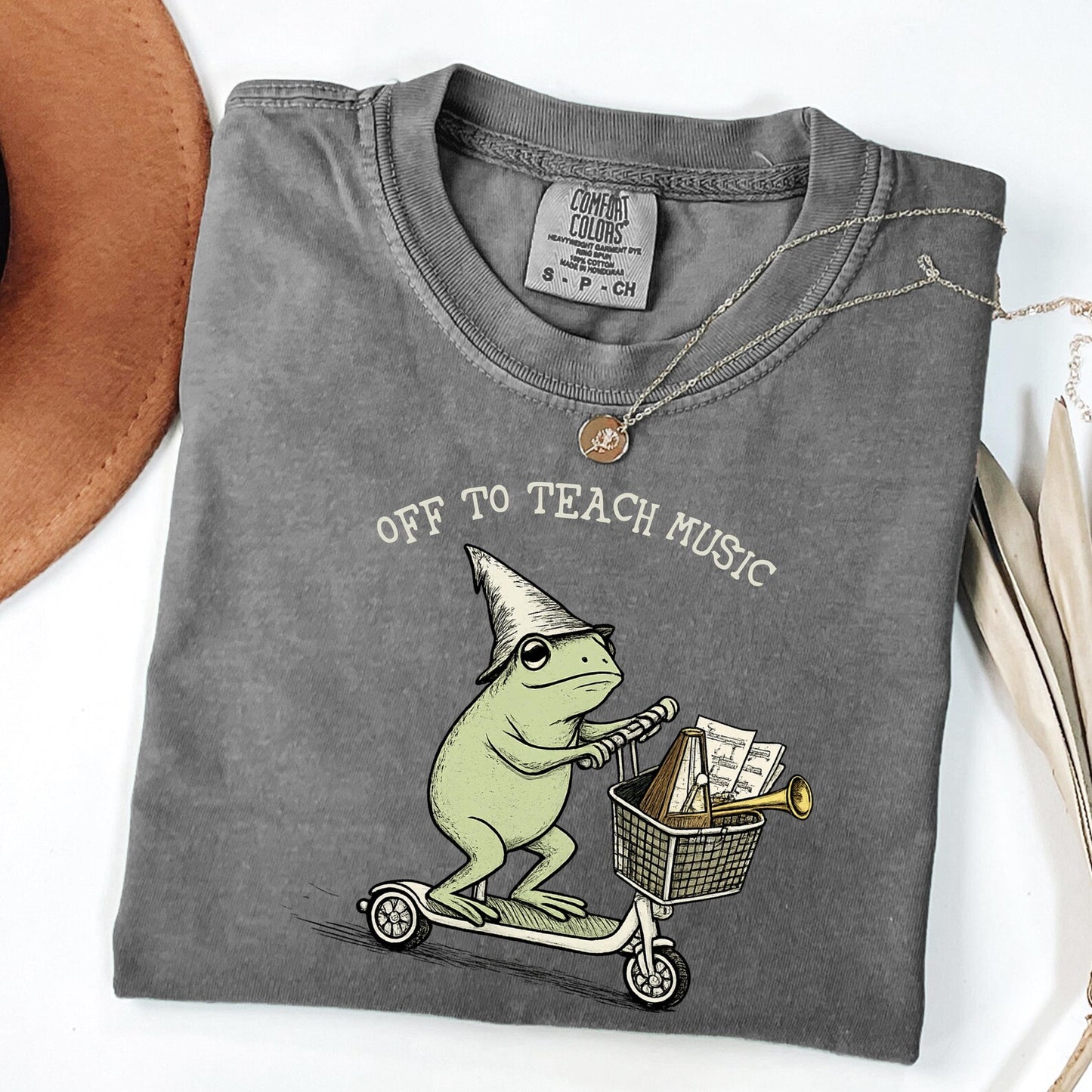 Funny Frog Off to Teach Music T Shirt