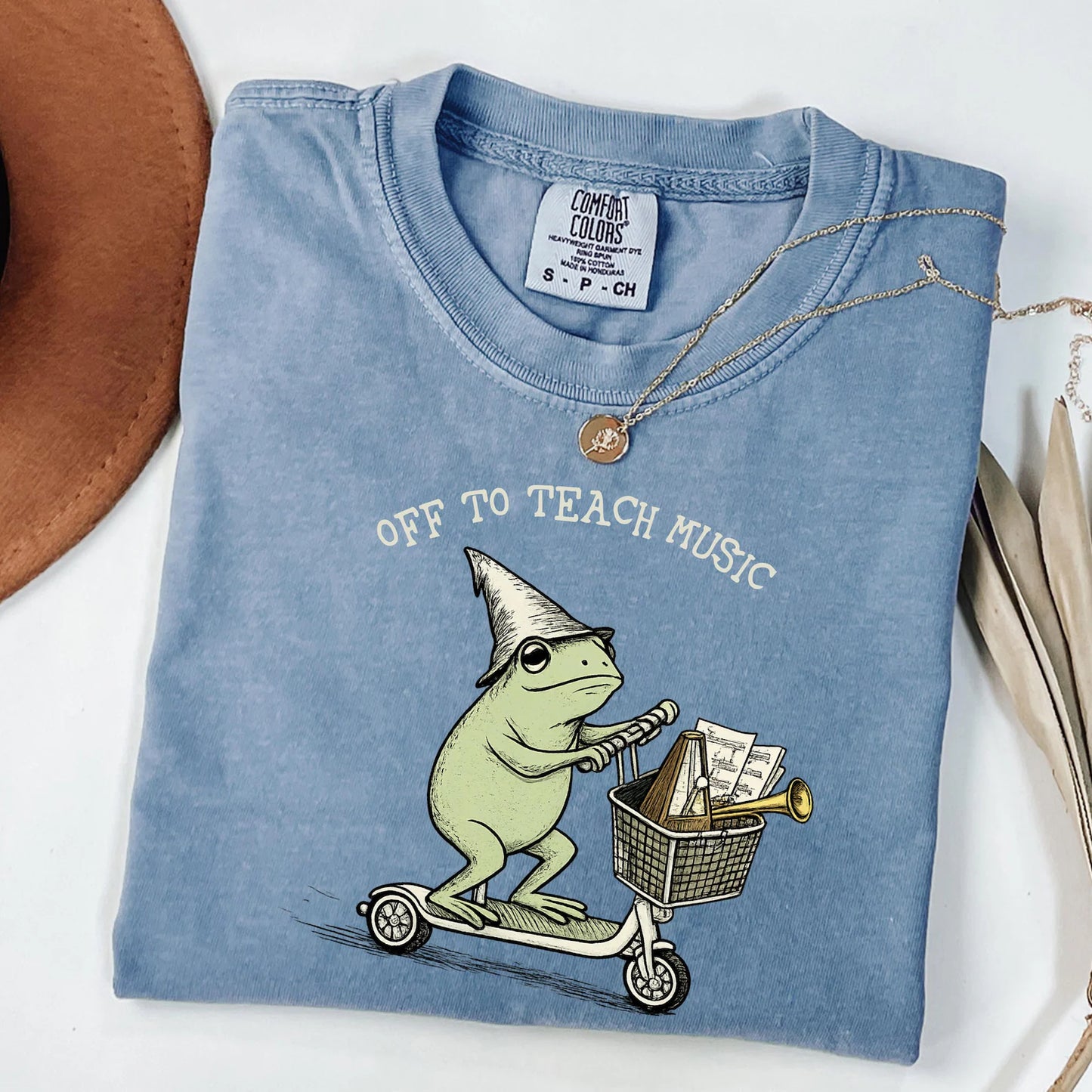 Funny Frog Off to Teach Music T Shirt